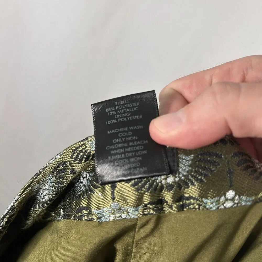Ann Taylor Dress Pants Women's 8 Green Metallic Signature Mid Rise Pockets